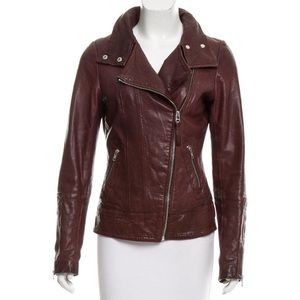 Mackage burgundy Leather motto jacket